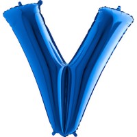 Harf Balon Mavi V Harfi - 100CM - Parti Yıldızı