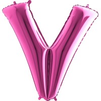 Harf Balon Pembe V Harfi - 100CM - Parti Yıldızı