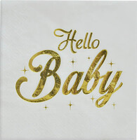 Hello Baby Varak Baskılı Peçete 16 Adet (33x33cm) - Parti Yıldızı