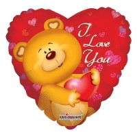 I love You Ayıcıklı Jumbo Folyo Balon - Parti Yıldızı
