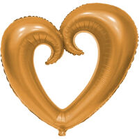 İçi Boş Büyük Kalp Folyo Balon Bakır Altın Rengi - Parti Yıldızı