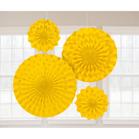 Işıltılı Yelpaze Set 4 Adet - Sarı - Parti Yıldızı