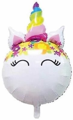 Kirpikli Çiçekli Unicorn Folyo Balon - 1