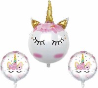 Balon Seti Kirpikli Gold Unicorn 3 Adet - 
