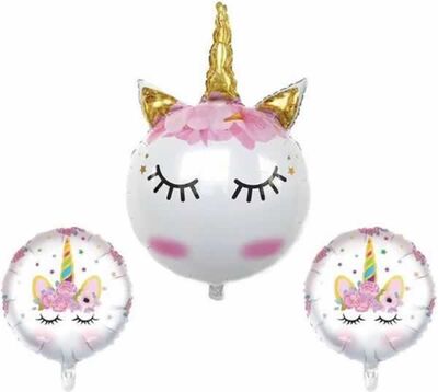 Balon Seti Kirpikli Gold Unicorn 3 Adet - 1