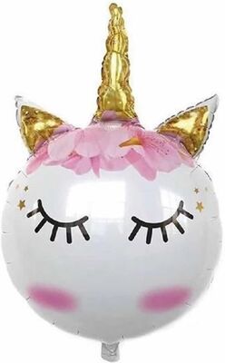 Kirpikli Gold Unicorn Folyo Balon - 1