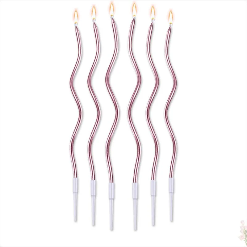 Kıvrımlı Mum Rose Gold Rengi - Ayaklı 10 Adet - 1
