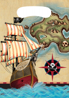 Korsan Haritası Hediye Poşeti 8 li - Parti Yıldızı