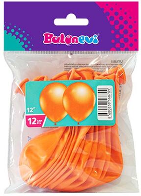 Latex Balon Metalik - Turuncu Balon 12 Adet     - 1