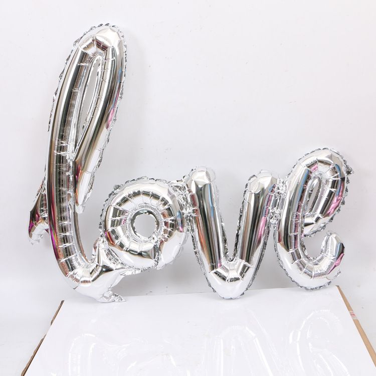 Love El Yazısı Folyo Balon - Gümüş Renk