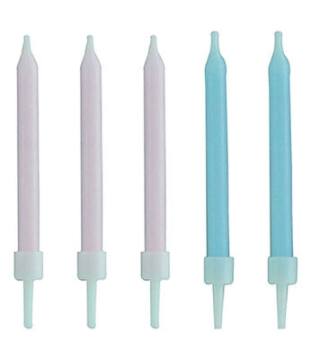 Makaron Mavi/Pembe Karışık Mum 10 Adet - 2