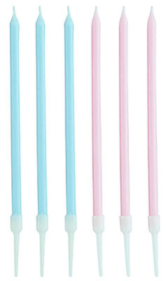 Makaron Pembe/Mavi Uzun Mum 6 Adet - 2