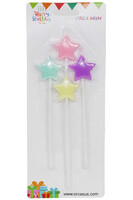 Yıldız Mum Makaron Renk - 4 Adet - Parti Yıldızı