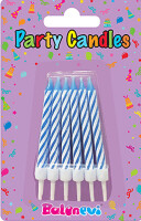 Mavi Altlıklı Mum 12 Adet - Parti Yıldızı