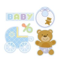 Mavi Bebek Ayıcık 5 li Duvar Süsü - Parti Yıldızı