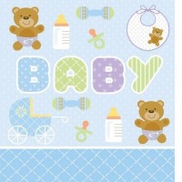 Mavi Bebek Ayıcık Masa Örtüsü - Parti Yıldızı