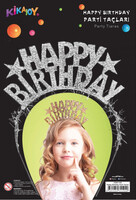 Metal Parti Tacı Happy Birthday Gümüş Renk - Parti Yıldızı