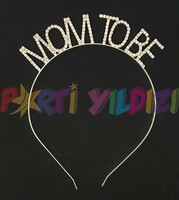 Kristal Taşlı Metal Taç Mom To Be Gümüş - Parti Yıldızı