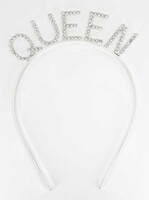Kristal Taşlı Metal Taç Queen Gümüş - Parti Yıldızı