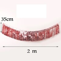 Metalize Püskül Saçak Süs Fuşya Renk 200x35cm - Parti Yıldızı