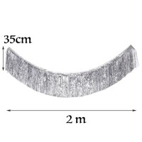 Metalize Püskül Saçak Süs Gümüş Renk 200x35cm - Parti Yıldızı