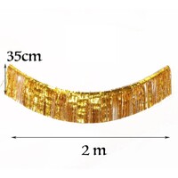 Metalize Püskül Saçak Süs Altın Rengi 200x35cm - Parti Yıldızı