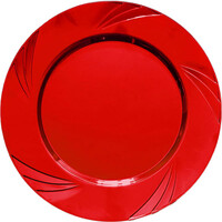 Mika Lüks Plastik Tabak Kırmızı Renk 26cm 6 Adet - Parti Yıldızı