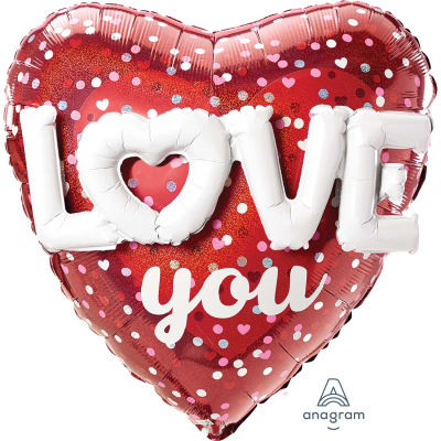 Mshape LOVE Yazılı Kalp Balon 91x91cm - 1