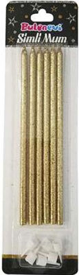 Mum - 14 cm Gold Simli 6 Adet - 1