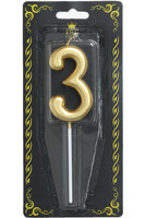 Mum 7cm Altın Renk 3 Rakamı - Parti Yıldızı
