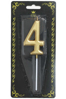 Mum 7cm Altın Renk 4 Rakamı - Parti Yıldızı