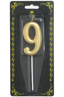 Mum 7cm Altın Renk 9 Rakamı - Parti Yıldızı