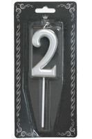 Mum 7cm Gümüş Renk 2 Rakamı - Parti Yıldızı