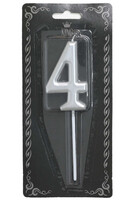 Mum 7cm Gümüş Renk 4 Rakamı - Parti Yıldızı