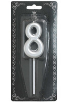 Mum 7cm Gümüş Renk 8 Rakamı - Parti Yıldızı