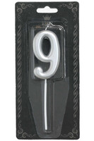 Mum 7cm Gümüş Renk 9 Rakamı - Parti Yıldızı