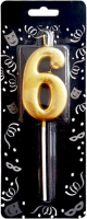 Mum 4 cm Altın Renk 6 Rakamı - Parti Yıldızı