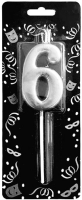 Mum 4 cm Gümüş Renk 6 Rakamı - Parti Yıldızı