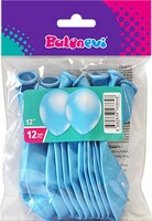 Paketli Latex Balon Metalik - Açık Mavi Balon 12 Adet     - Parti Yıldızı