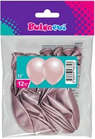 Paketli Latex Balon Metalik - Gül Kurusu 12 Adet     - Parti Yıldızı