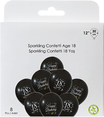 Paketli Latex Metalik Balon 8 Adet - 18 Yaş - 1