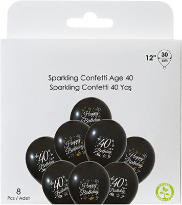 Paketli Latex Metalik Balon 8 Adet - 40 Yaş - 1