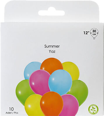 Paketli Latex Metalik Balon 8 Adet - Karışık Yaz Renklerinde - 1