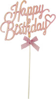 Pasta Dekoru Happy Birthday Pembe Renk - Parti Yıldızı