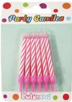 Pembe Altlıklı Mum 12 Adet - Parti Yıldızı