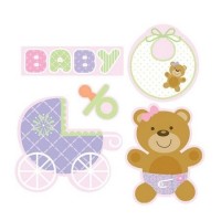 Pembe Bebek Ayıcık 5 li Duvar Süsü - Parti Yıldızı