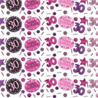 Pembe Siyah Renk Işıltılı 30 Yaş Masa Üzeri Konfeti - Parti Yıldızı