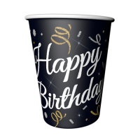 Pırıltılı Happy Birthday Siyah Bardak - Parti Yıldızı
