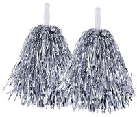 Ponpon El Aksesuarı Metalize Gümüş 2 li - Parti Yıldızı