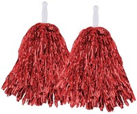 Ponpon El Aksesuarı Metalize Kırmızı 2 li - Parti Yıldızı